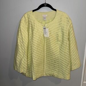 Chico's Sz 3 (XL) Lime Sorbet  JACKET Layer Retro Blazer New NWT